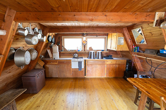Cove Patrol Cabin: interior views kitchen area