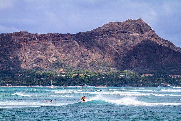 Waikiki Surfer and Diamondhead