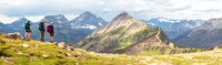 Hikers at Cutbank Pass Panorama