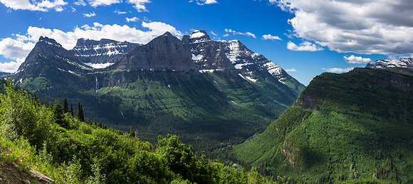 McDonald Creek Valley and Birwaman Falls Panorama