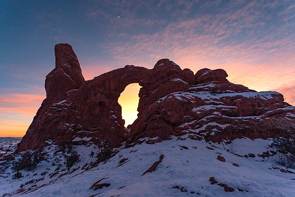 Turret Arch with Waxing Crescent Moon