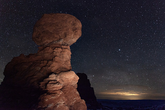 Balanced Rock Predawn with Stars