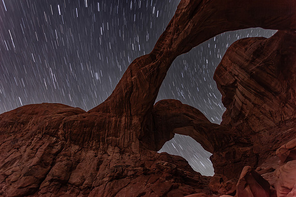 Double Arch with Star Trails