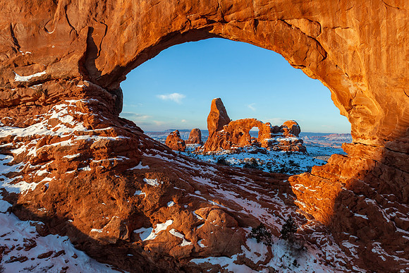 First Light on Turret Arch Framed by North Window