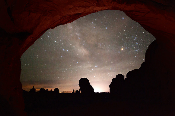 Painted Double Arch with Hazy Milky Way