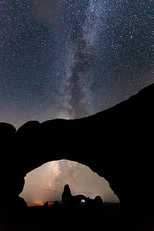 Turret Arch Framed by North Window With Milky Way