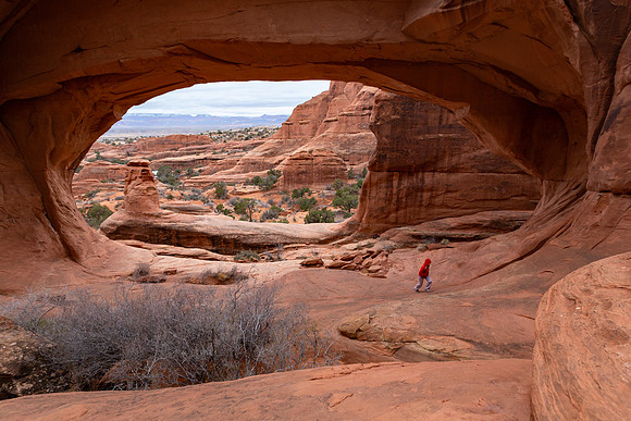 Hiker at Tower Arch