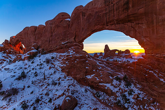 Winter Sunset Through the Windows