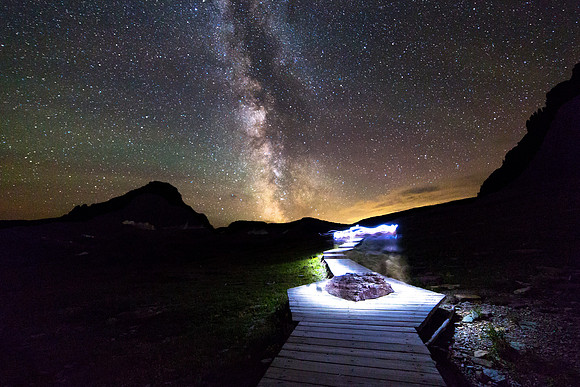 Hiker Under Milky Way