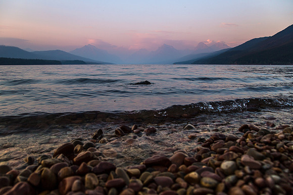 Hazy Sunset from Lake McDonald
