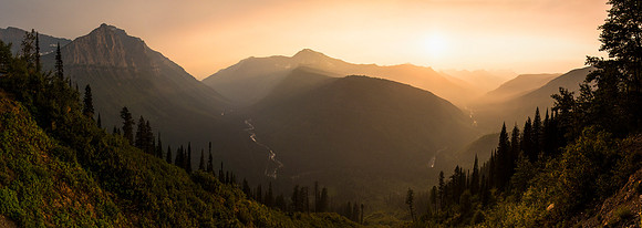 Hazy Sunset in Lake McDonald Valley