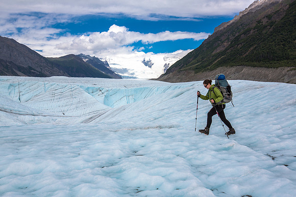 Backpackers Exploring the Root Glacier (5)
