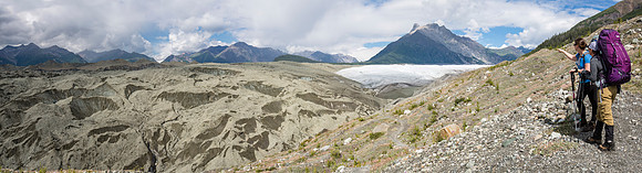 Backpackers Viewing the Route Along the Root Glacier Trail