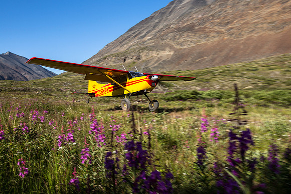 Taking off from Bremner Landing Strip