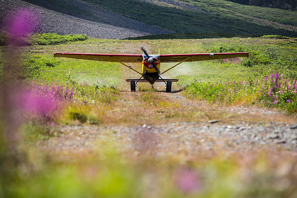 Taxiing on Bremner Landing Strip