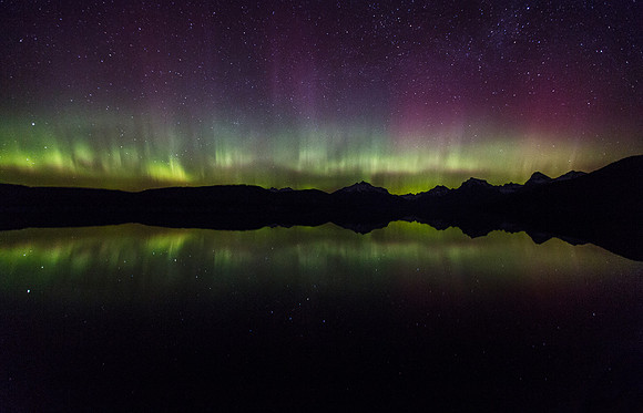 Aurora Reflections on Lake McDonald