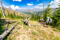 Hikers on the Thunderer Cutoff Trail headed to Cache Creek Trail