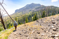 Hikers on the Thunderer Cutoff Trail headed to Cache Creek Trail