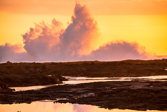 Crashing Waves at Sunset