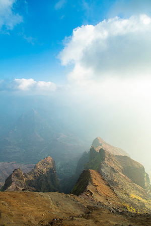 Vog Sunrise from Waimea Canyon Lookout Portrait