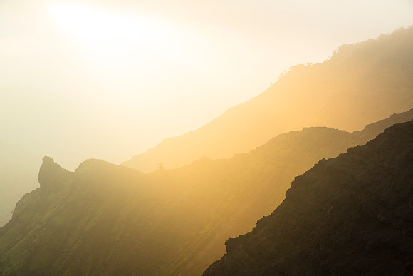 Vog Sunrise from Waimea Canyon Lookout