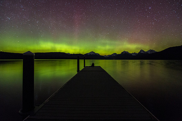Lake McDonald Dock and Aurora