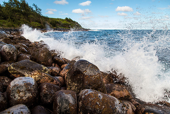 Moloa`a Beach Waves Crashing