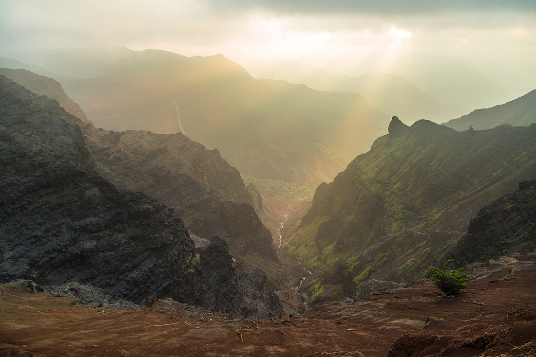 Vog Sunrise in Waimea Canyon
