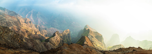 Waimea Canyon Voggy Sunrise Panorama