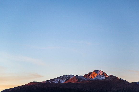 Sunrise on Longs Peak with Blue Sky