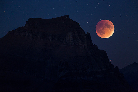 Going-to-the-Sun Mountain and Blood Moon Double-exposure