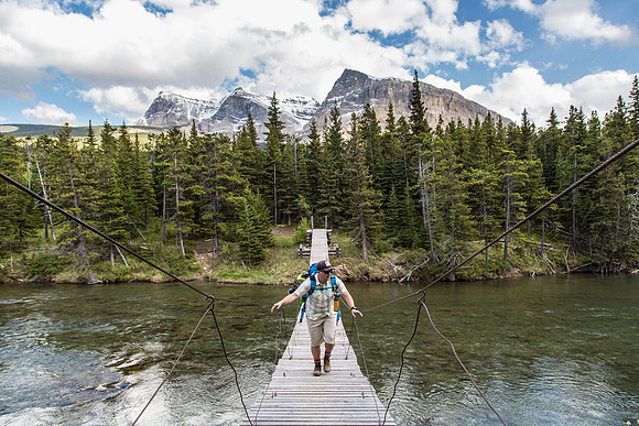 James on the Belly Suspension Bridge