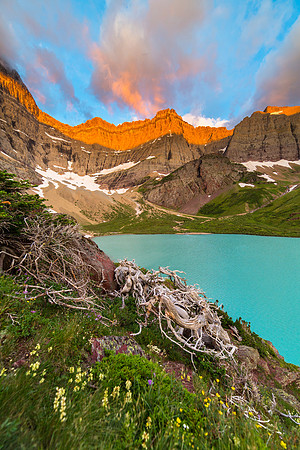 Cracker Lake at Sunrise Portrait