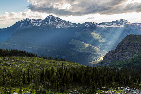 McDonald Valley and Rays from Highline Trail