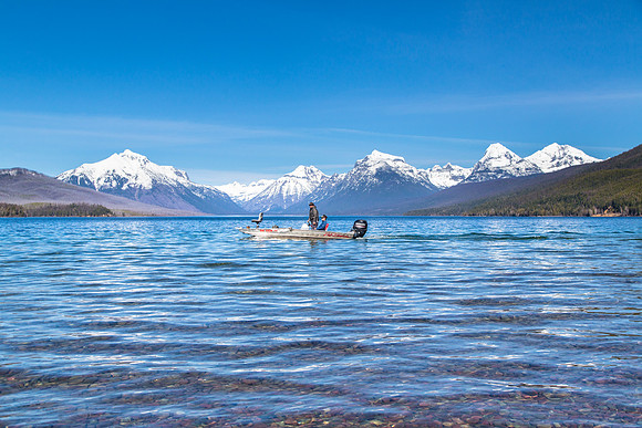 Boating Lake McDonald in the Spring