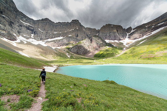 Emily Hiking to the Head of Cracker Lake