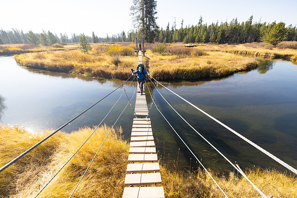 Bechler Meadows Trail: suspension bridge crossing