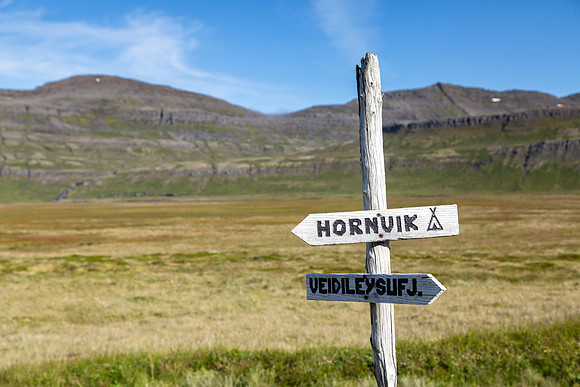 Trail signs in Hornstrandir
