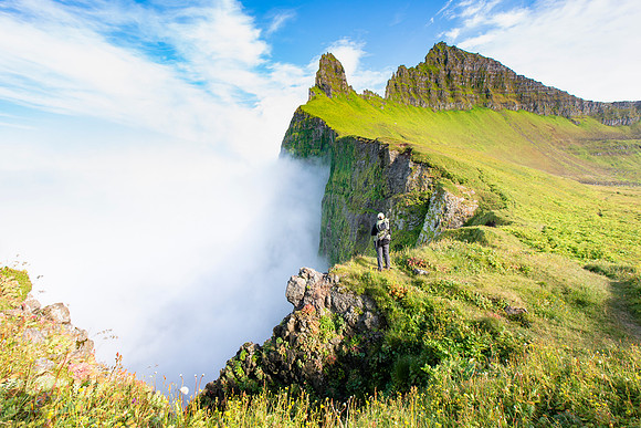 Corrie taking in the views of Hornbjarg