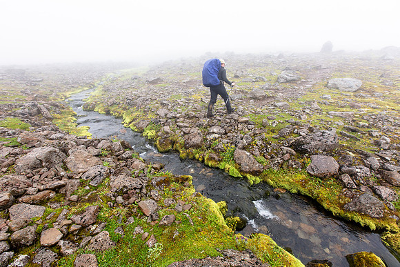 Corrie hiking the trail to Hloduvik