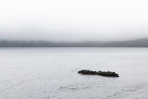 Hornvik shrouded in clouds