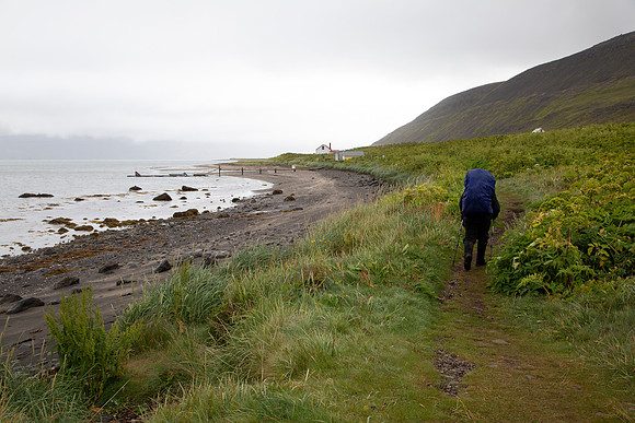 Corrie hiking to the campground