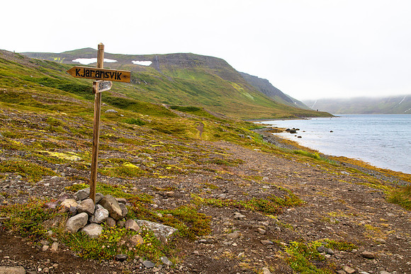 Trail signs at Hesteyri