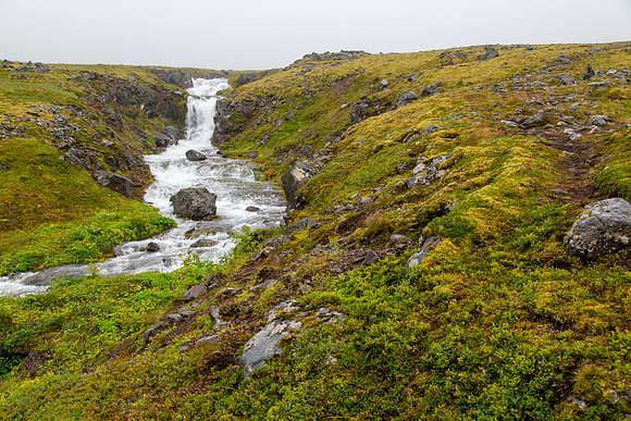 Waterfalls along the trail to Hesteyri