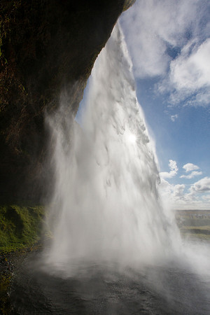 Sunburst behind Seljalandsfoss