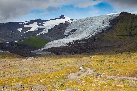 Walking a glacier tour road in Vatnajökull National Park