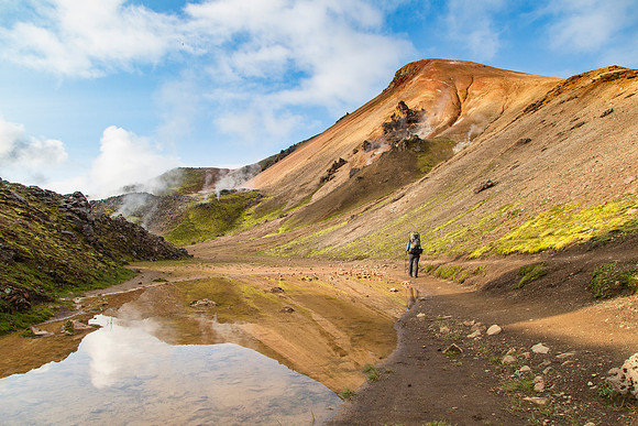Hiking to the first thermal areas along the Laugavegur Trail