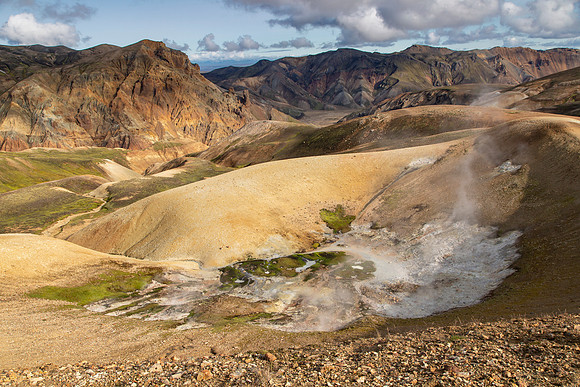 Thermal area and mountains on the Laugavegur Trail