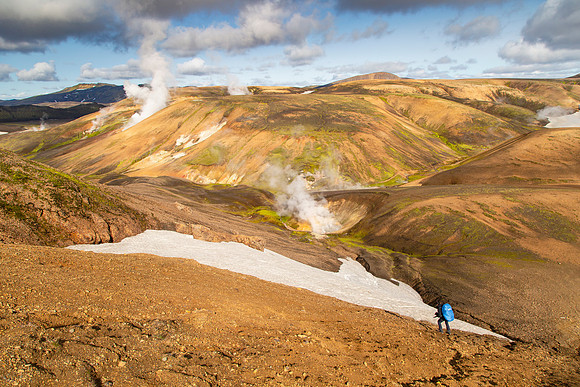 Hiker heading to Landmannalaugar