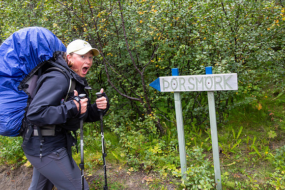 Corrie smiling as we arrive at Þórsmörk